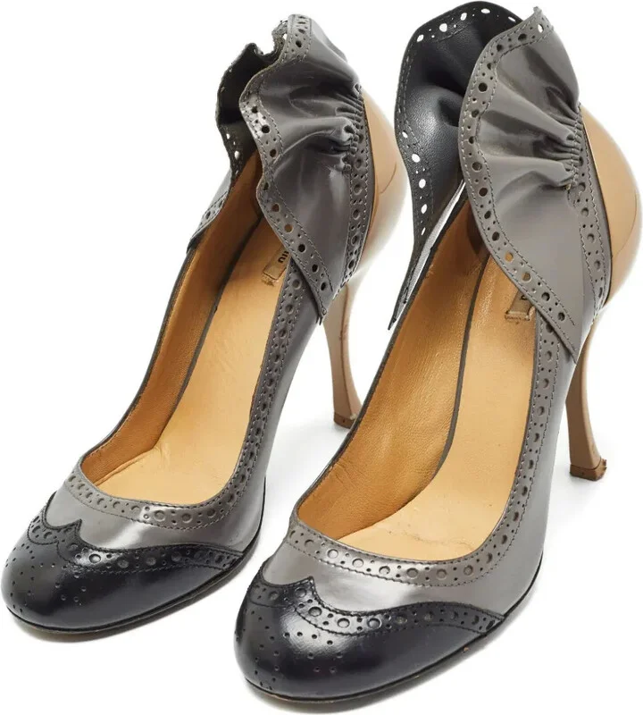 95mm Leather Heeled Pumps - Image 2