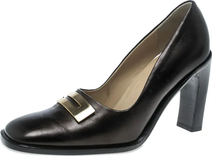 95mm Leather Square Toe Pumps - Image 2