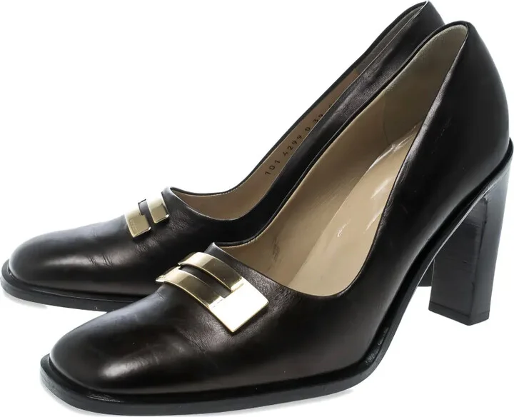 95mm Leather Square Toe Pumps - Image 3
