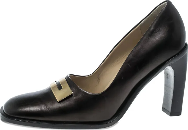 95mm Leather Square Toe Pumps
