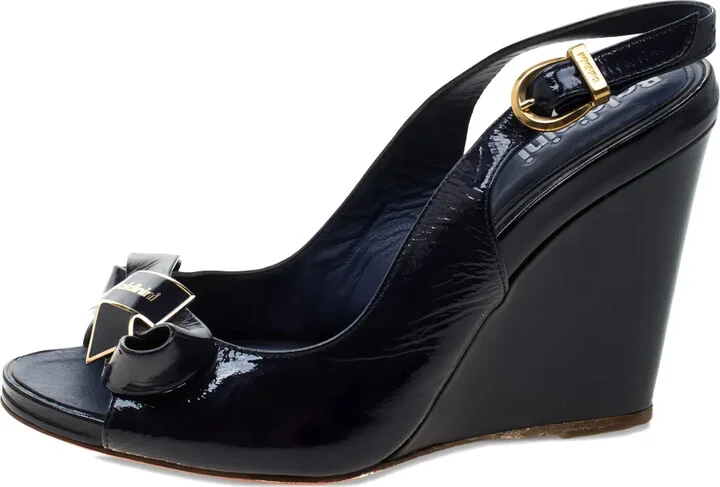 95mm Leather Wedge Sandals