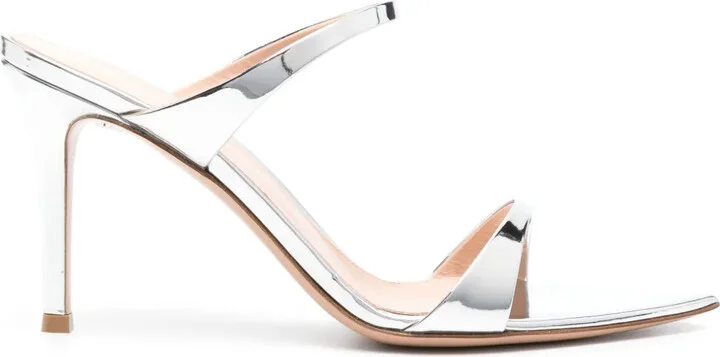 95mm Mirrored Leather Mules