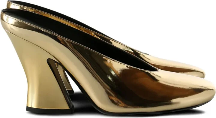 95mm Mirrored Leather Mules