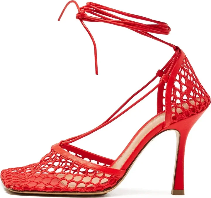 95mm Netted Lace-Up Pumps