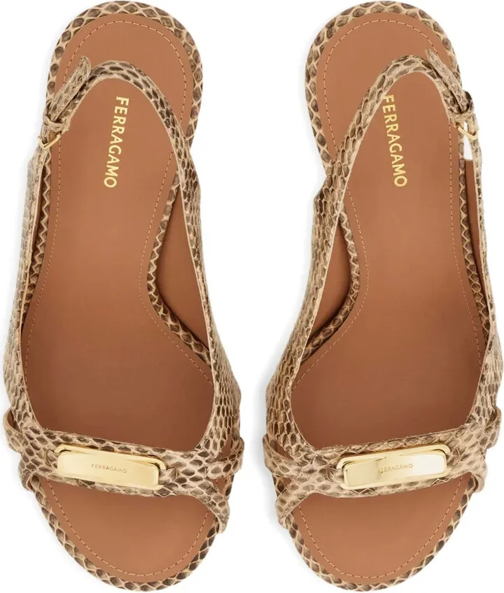 95mm New Vara snakeskin slingback sandals - Image 4