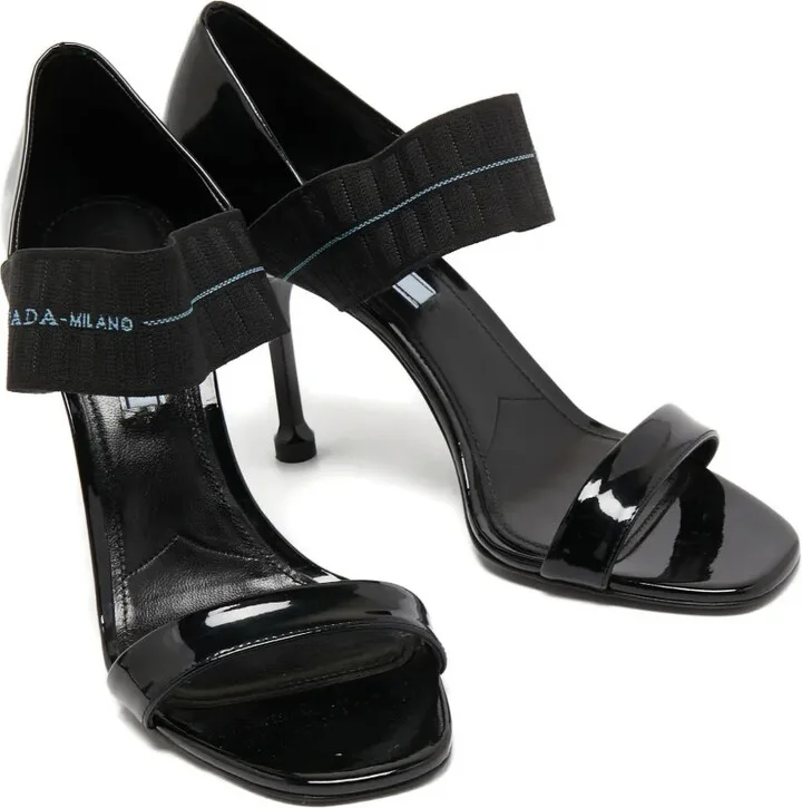 95mm Patent Leather Elastic-Strap Sandals - Image 2