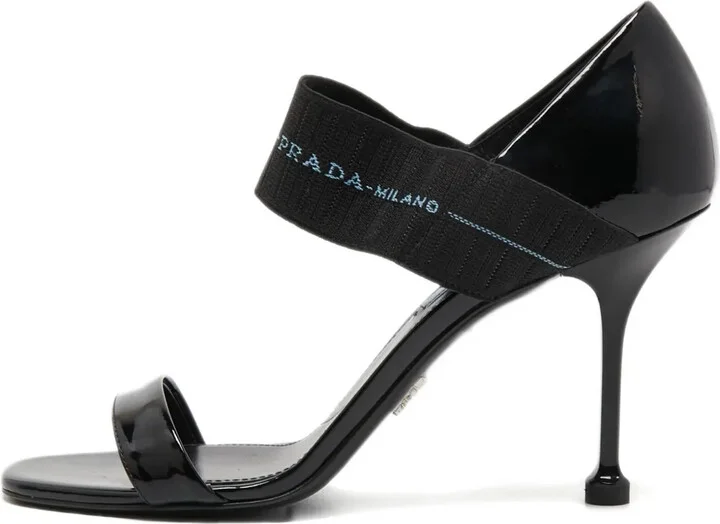 95mm Patent Leather Elastic-Strap Sandals