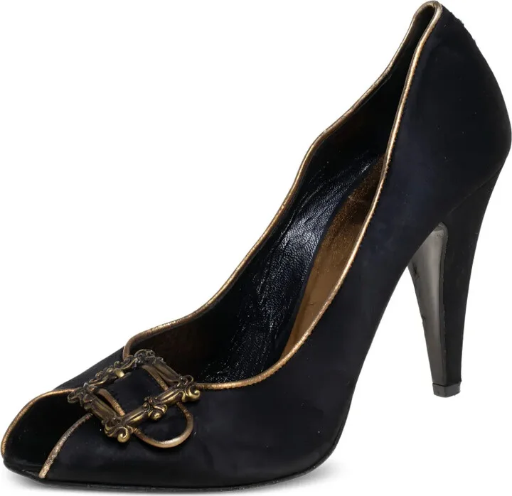95mm Peep-Toe Buckle-Detail Pumps - Image 2
