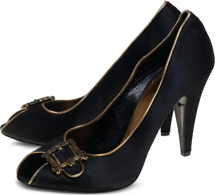 95mm Peep-Toe Buckle-Detail Pumps - Image 3