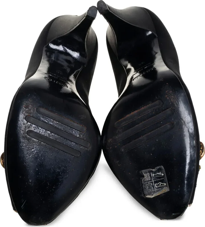 95mm Peep-Toe Buckle-Detail Pumps - Image 5