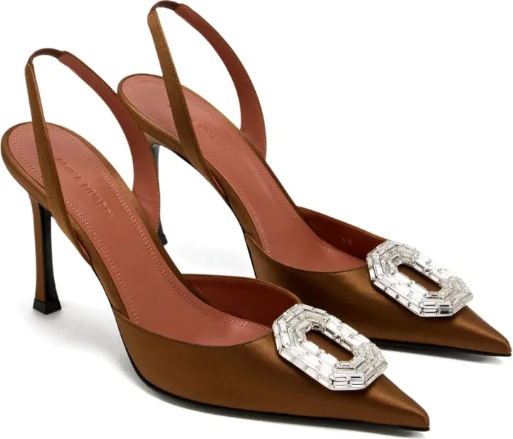 95mm Pointed-Toe Satin Slingback Pumps - Image 2