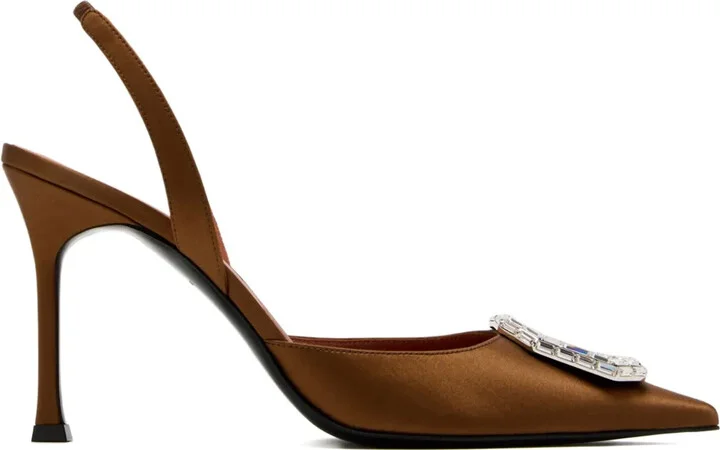 95mm Pointed-Toe Satin Slingback Pumps