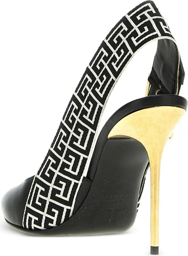 95mm signature PB monogram slingback heeled pumps - Image 2