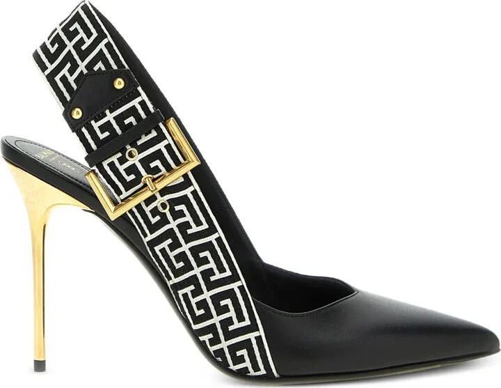95mm signature PB monogram slingback heeled pumps