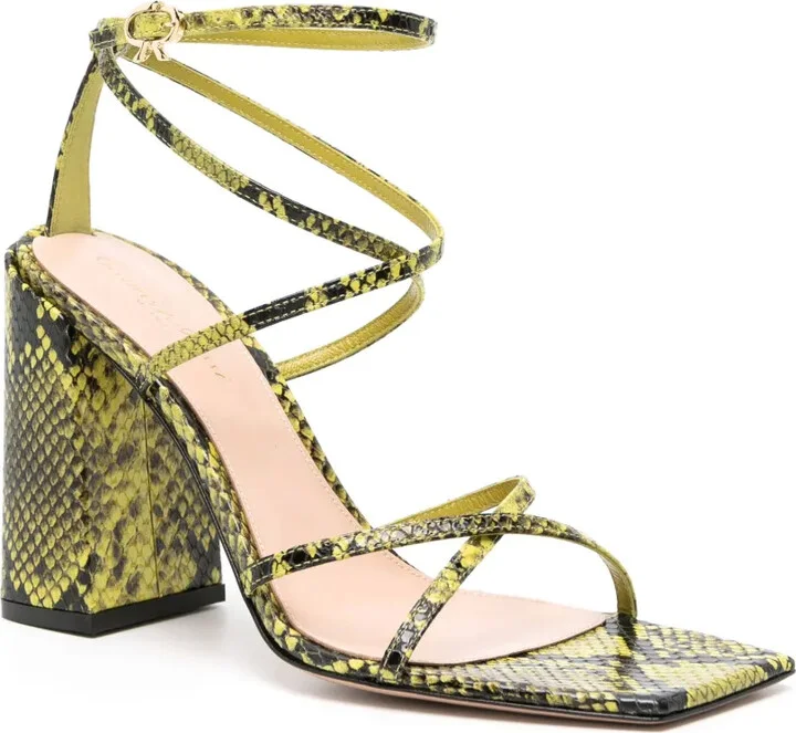 95mm Snakeskin-Effect Strappy Sandals - Image 2