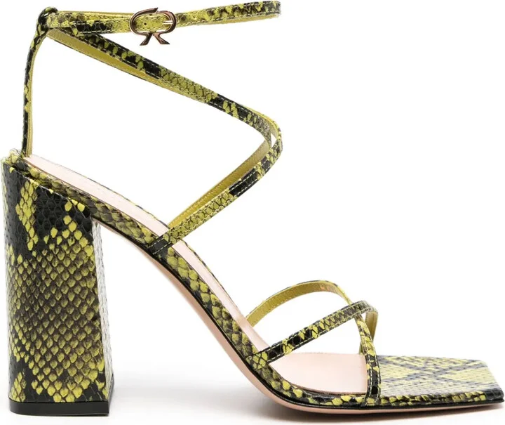 95mm Snakeskin-Effect Strappy Sandals