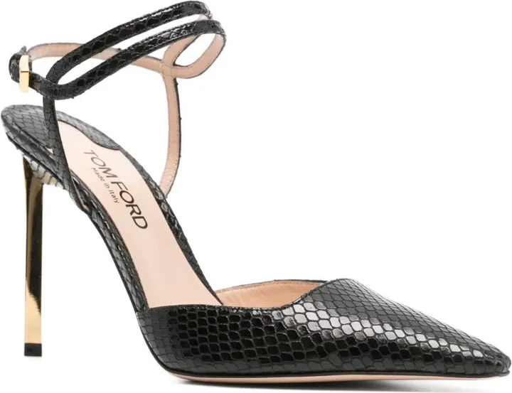95mm Snakeskin Glossy Slingback Pumps - Image 2