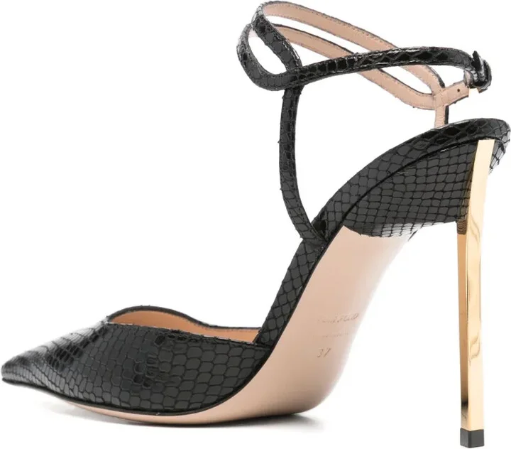 95mm Snakeskin Glossy Slingback Pumps - Image 3