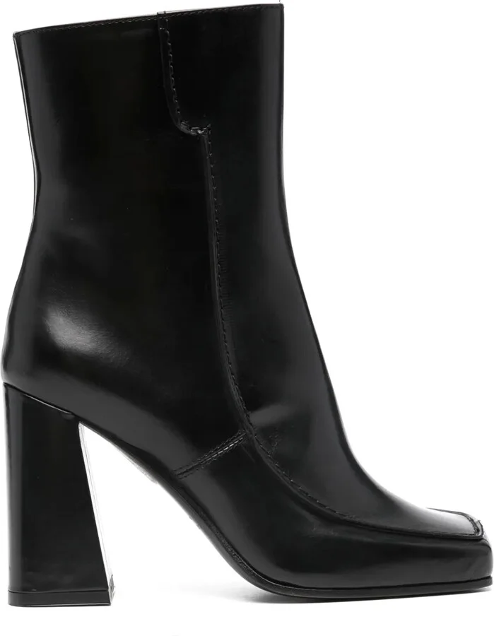95mm Square-Toe Leather Ankle Boots