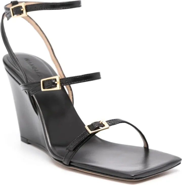 95mm Wedge Leather Sandals - Image 2