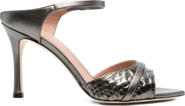 95mm Yuna ankle-strap woven sandals
