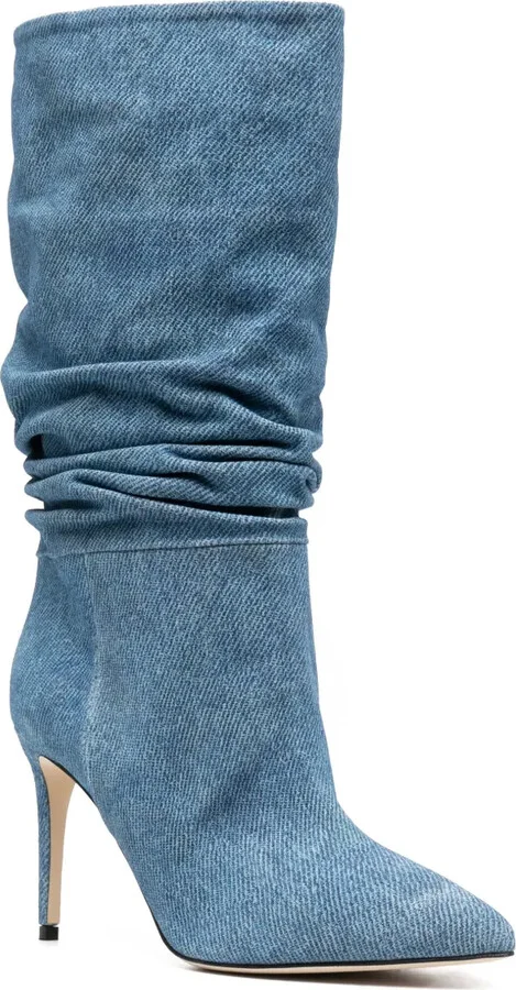 98mm Pointed-Toe Denim Boots - Image 2