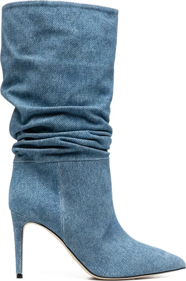 98mm Pointed-Toe Denim Boots