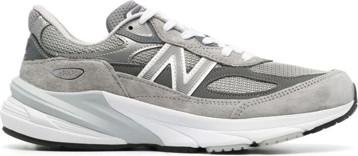 '990 V6' Grey Low Top Sneakers With Logo Details In Tech Materials Woman