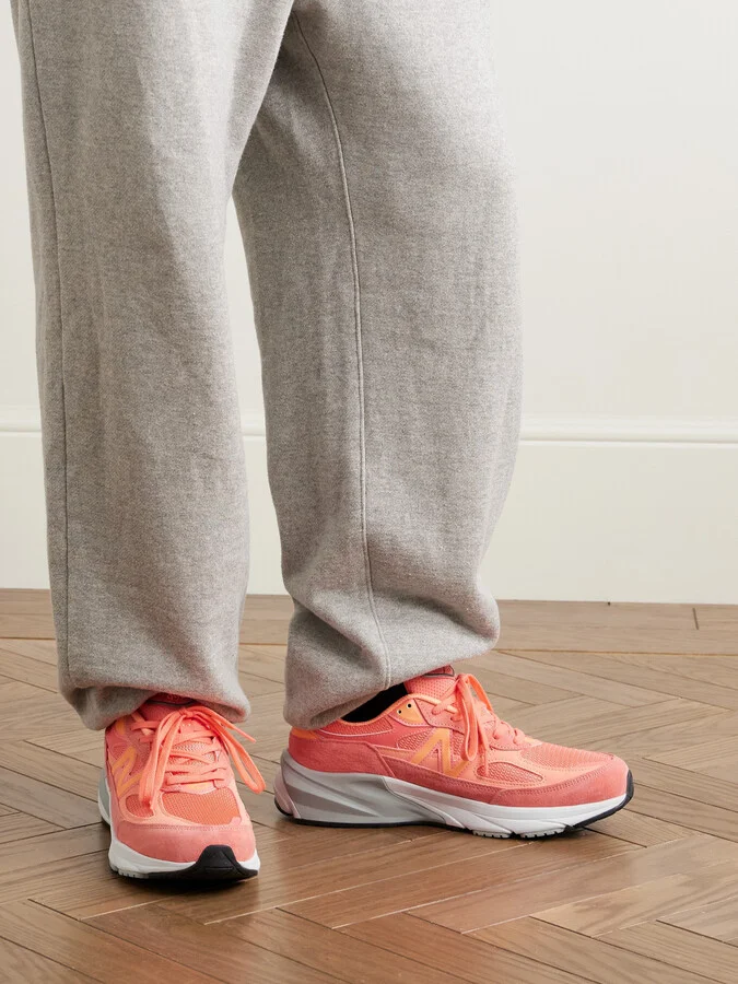 990 V6 Leather-Trimmed Suede and Mesh Sneakers - Image 2