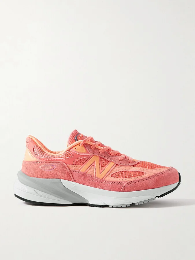 990 V6 Leather-Trimmed Suede and Mesh Sneakers