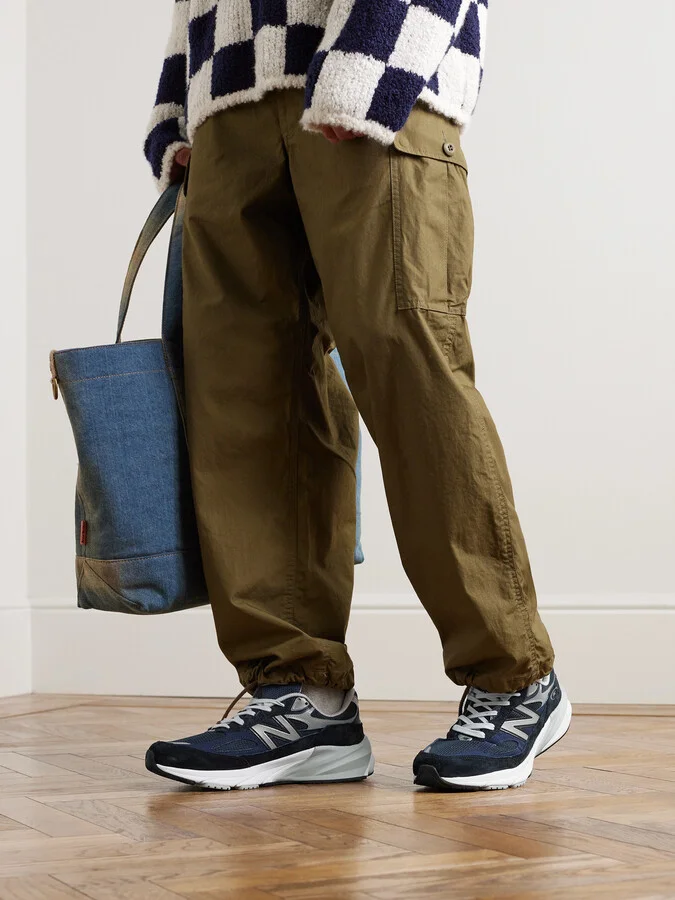 990v6 Leather-Trimmed Suede and Mesh Sneakers - Image 2