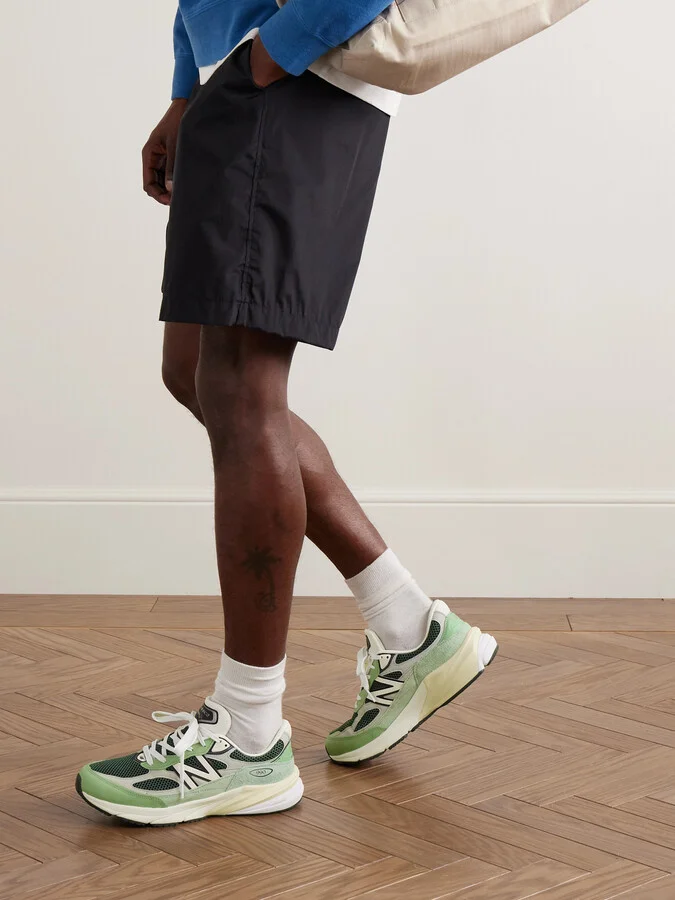 990v6 Leather-Trimmed Suede and Mesh Sneakers - Image 2