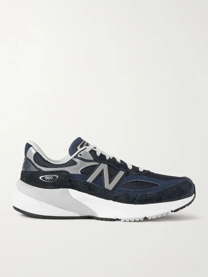 990v6 Leather-Trimmed Suede and Mesh Sneakers