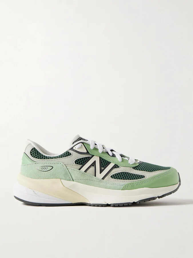 990v6 Leather-Trimmed Suede and Mesh Sneakers