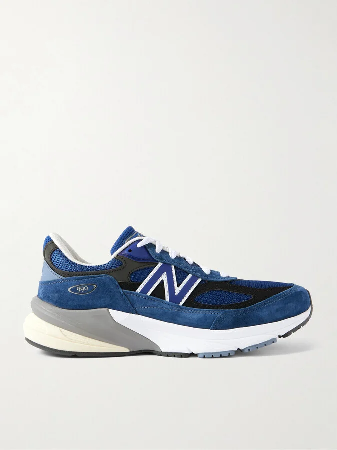 990v6 Leather-Trimmed Suede and Mesh Sneakers