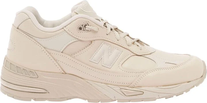 '991' Beige Panelled Sneakers With Logo Patch In Leather And Fabric Man
