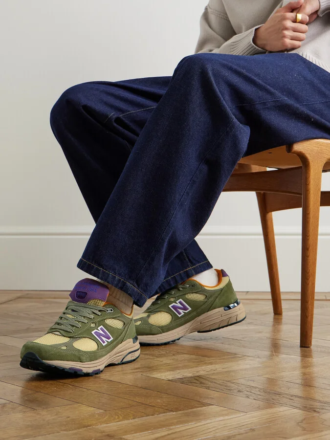 993 Leather-Trimmed Mesh and Suede Sneakers - Image 2