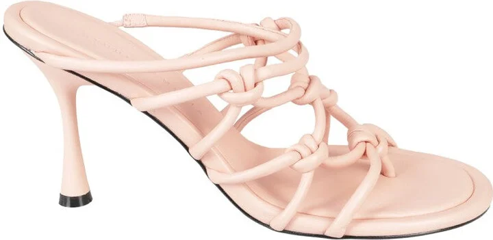 9Cm Heel Round-Toe Sandal With Intricate Knotted Straps