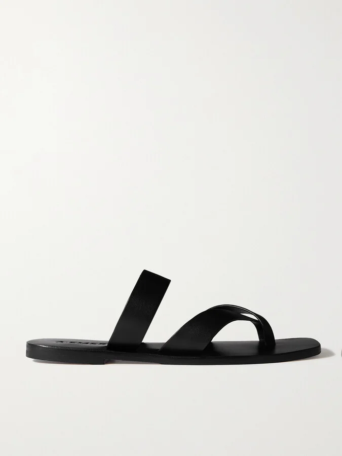 A Emery - Carter Leather Slides - Black