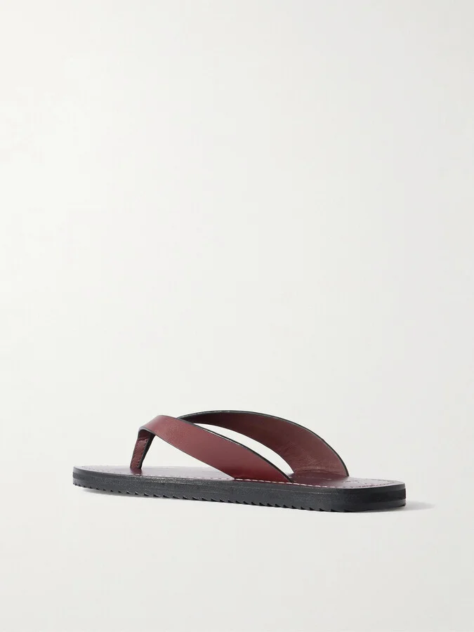 A Emery - Flora Leather Flip Flops - Burgundy - Image 3