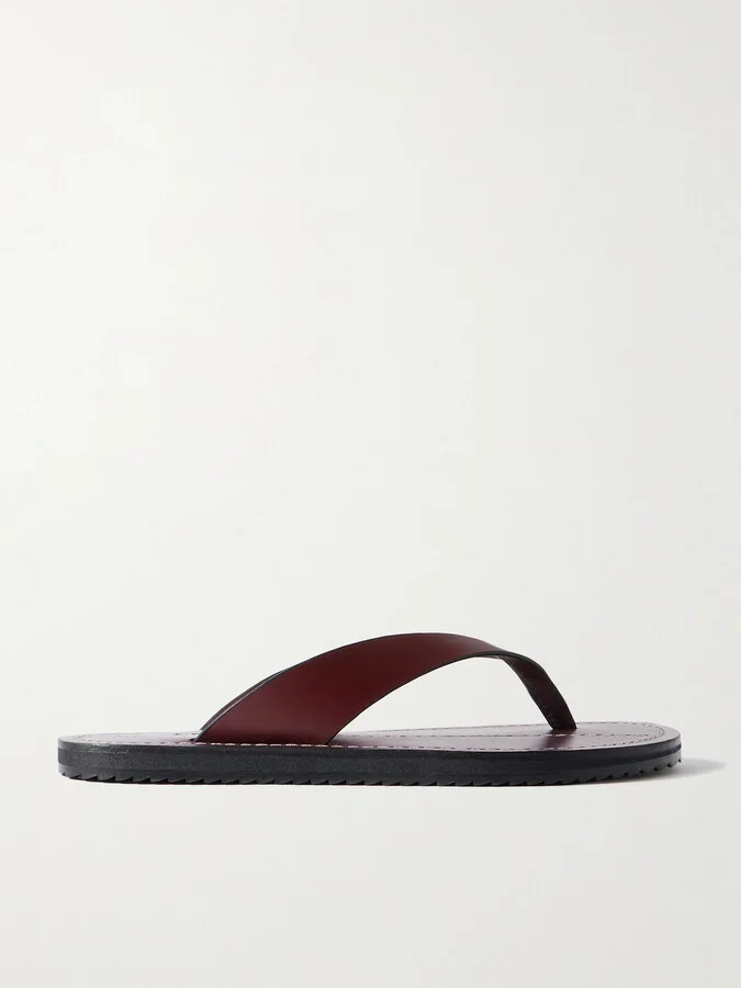 A Emery - Flora Leather Flip Flops - Burgundy