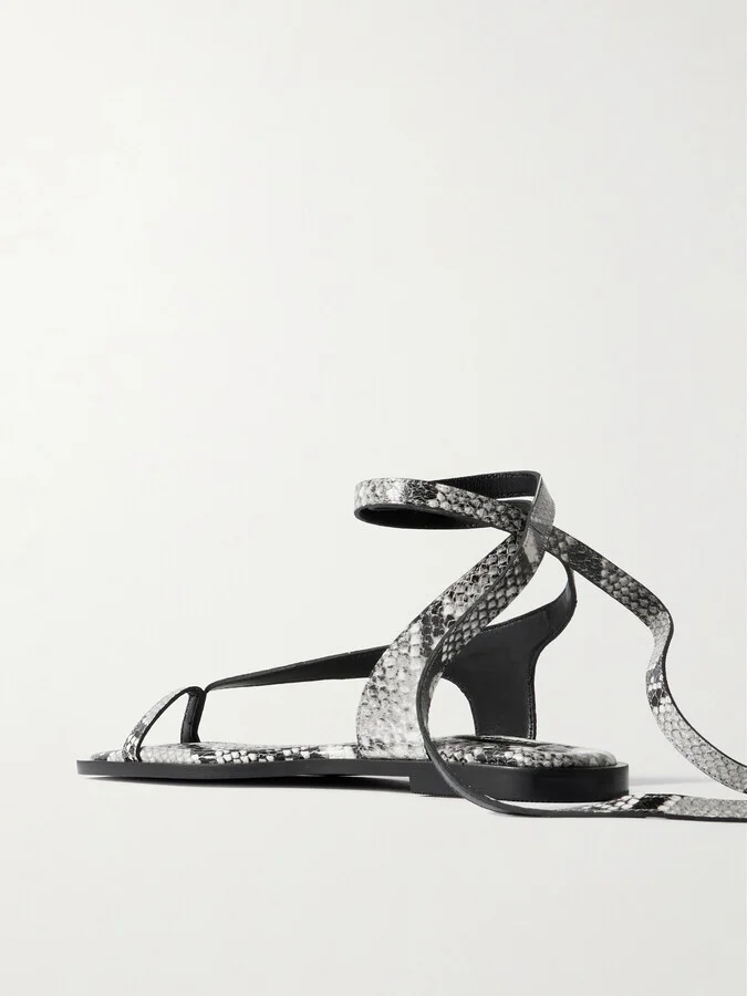 A Emery - Heidi Snake-effect Leather Sandals - Animal print - Image 3