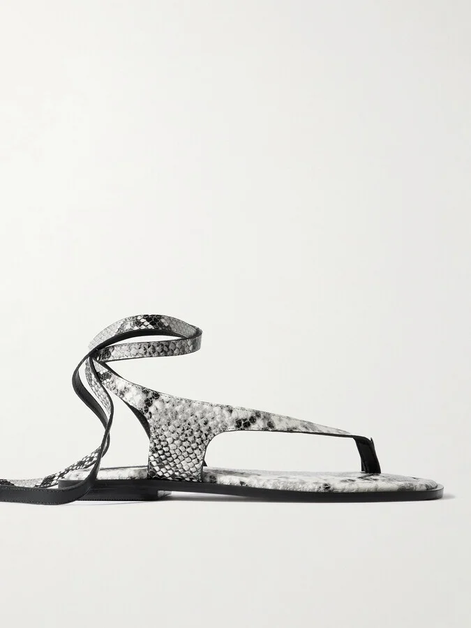 A Emery - Heidi Snake-effect Leather Sandals - Animal print