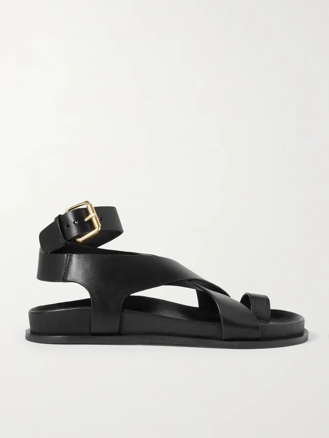 A Emery - Jalen Leather Sandals - Black