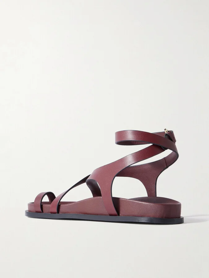 A Emery - Jalen Slim Leather Sandals - Burgundy - Image 3