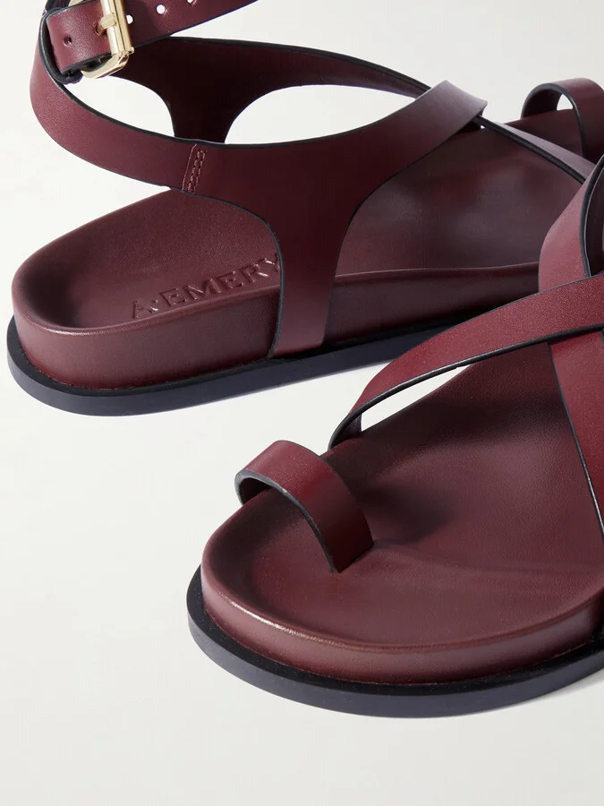 A Emery - Jalen Slim Leather Sandals - Burgundy - Image 4