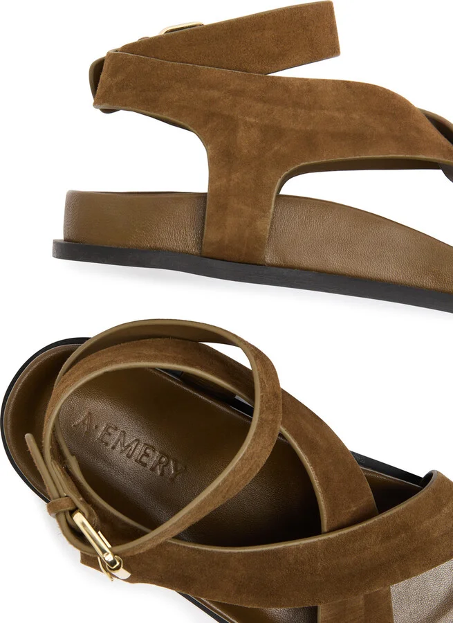 A.emery Jalen Women's Designer Suede Sandals Brown UK3 / EU36 - Image 4