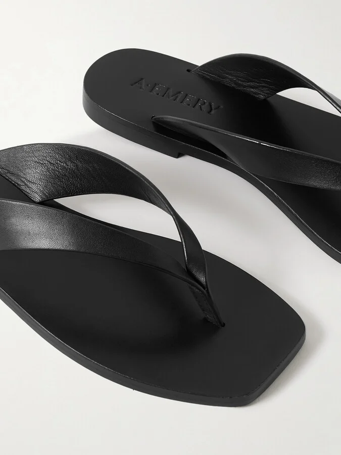 A Emery - Kinto Leather Flip Flops - Black - Image 4