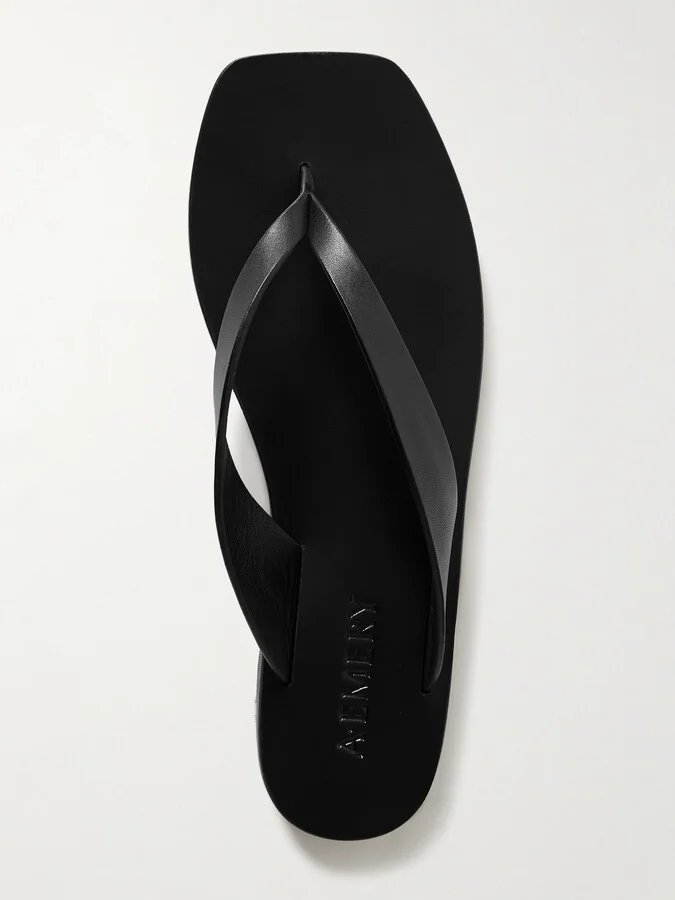 A Emery - Kinto Leather Flip Flops - Black - Image 5