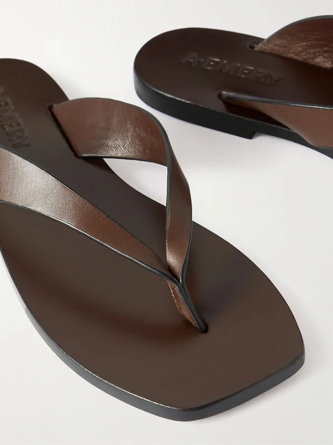 A Emery - Kinto Leather Flip Flops - Brown - Image 4